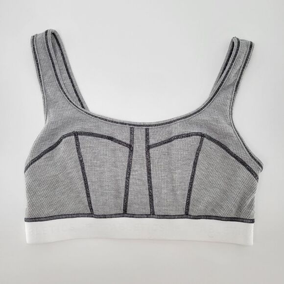 Women's Fabletics Grey Waffle Knit Lounge Bra Medium - Picture 3 of 8